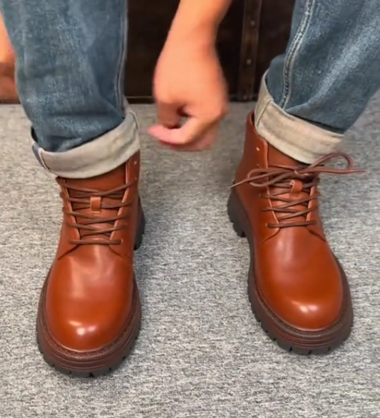 Men's brown platform Martin boots