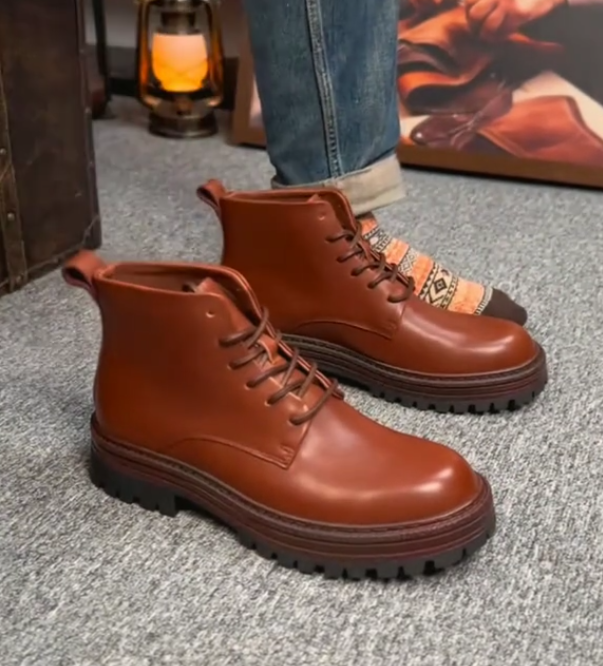 Men's brown platform Martin boots