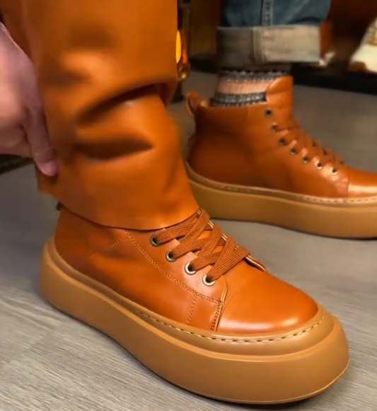 Men's soft-soled thick-soled leather shoes