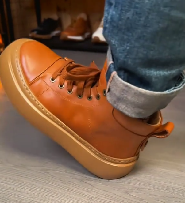 Men's soft-soled thick-soled leather shoes