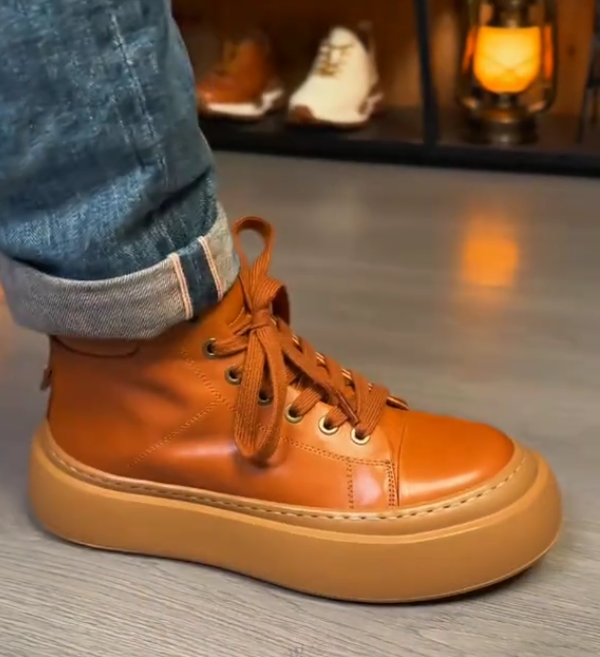 Men's soft-soled thick-soled leather shoes