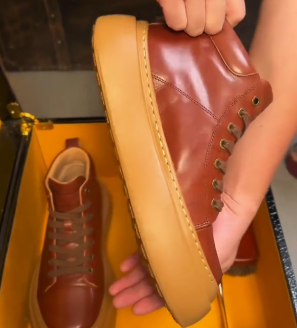 Men's soft-soled thick-soled leather shoes