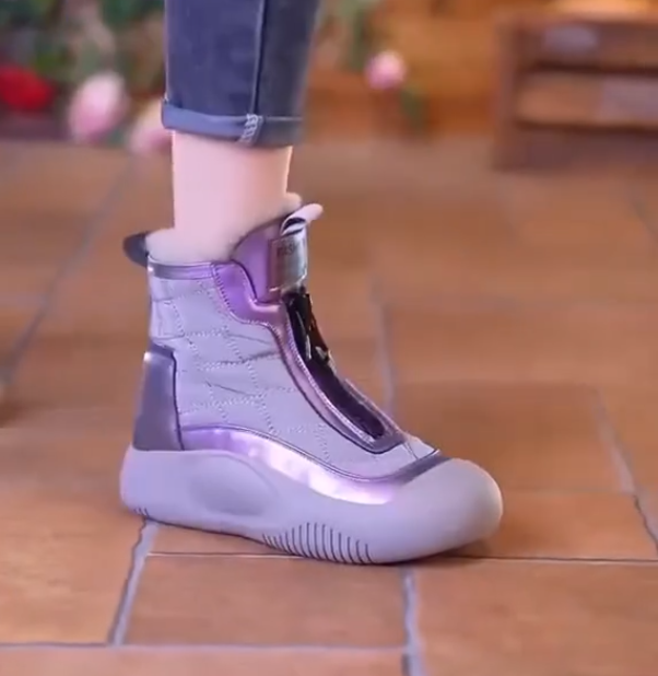 Zippered furry Martin boots