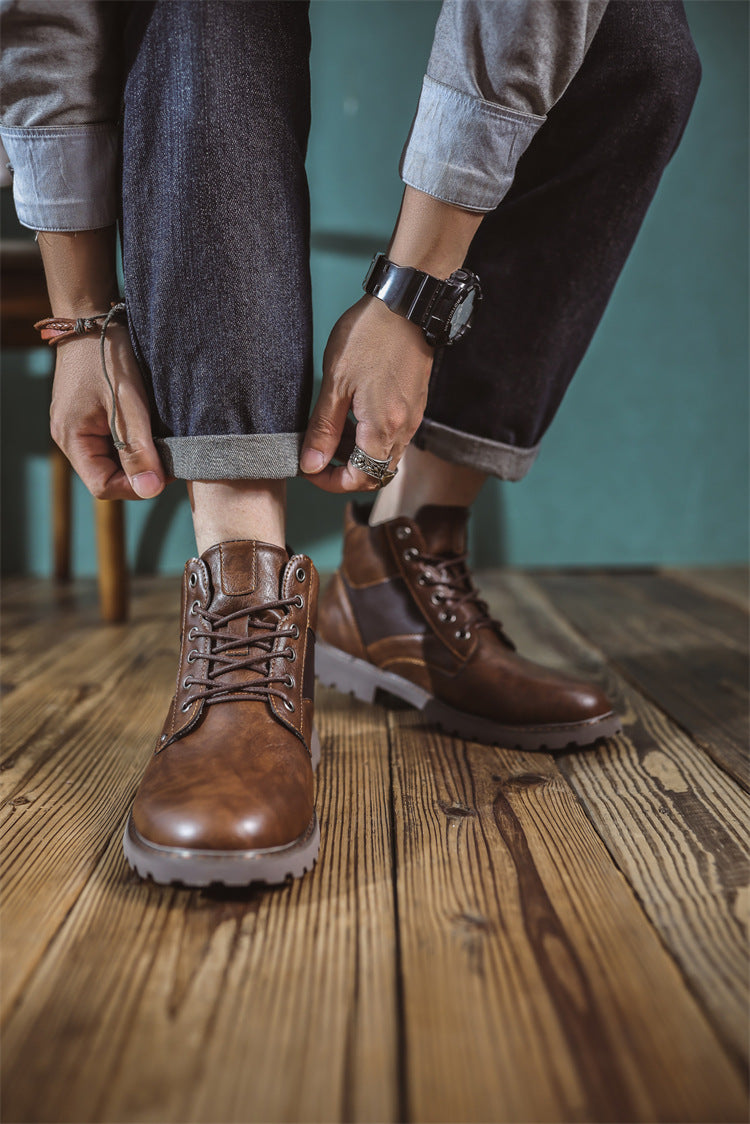 High-top Western men's cowboy boots