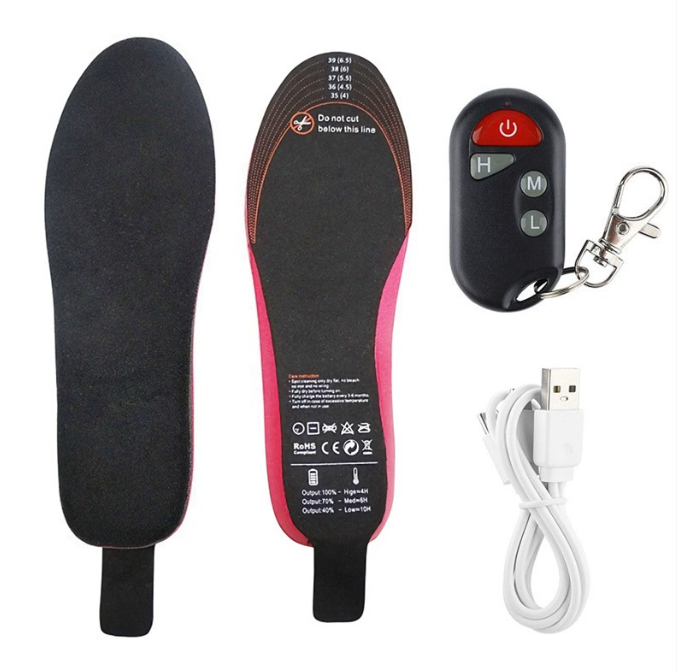 Remote-controlled rechargeable heated insoles