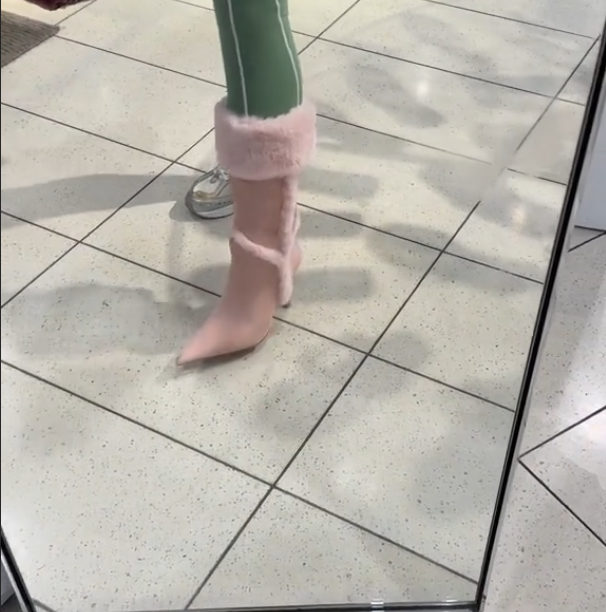 Cashmere high-heeled combination boots