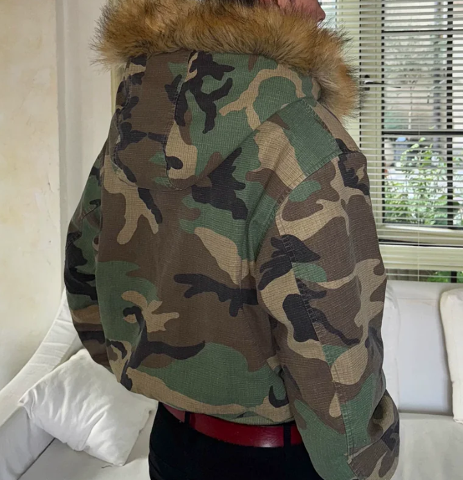Camouflage fleece hooded men's jacket