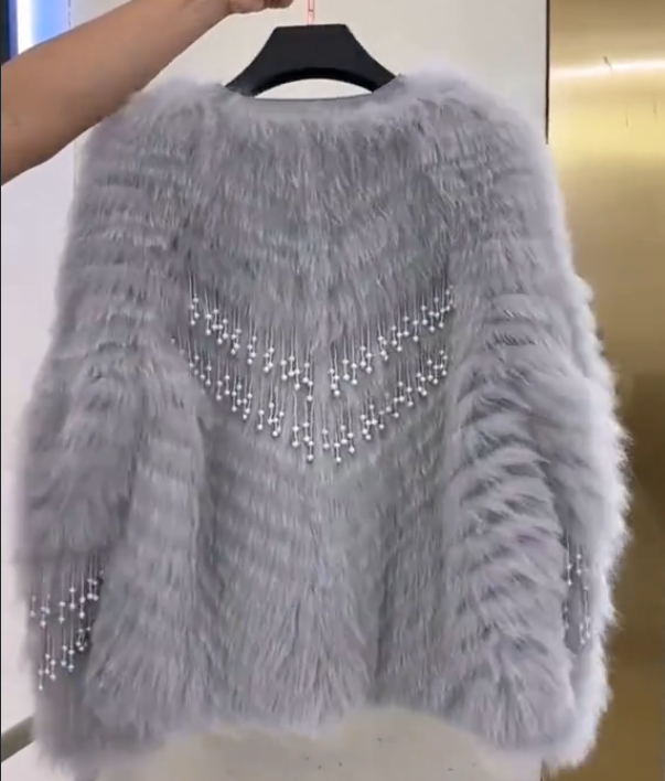 Pearl tassel fox fur coat