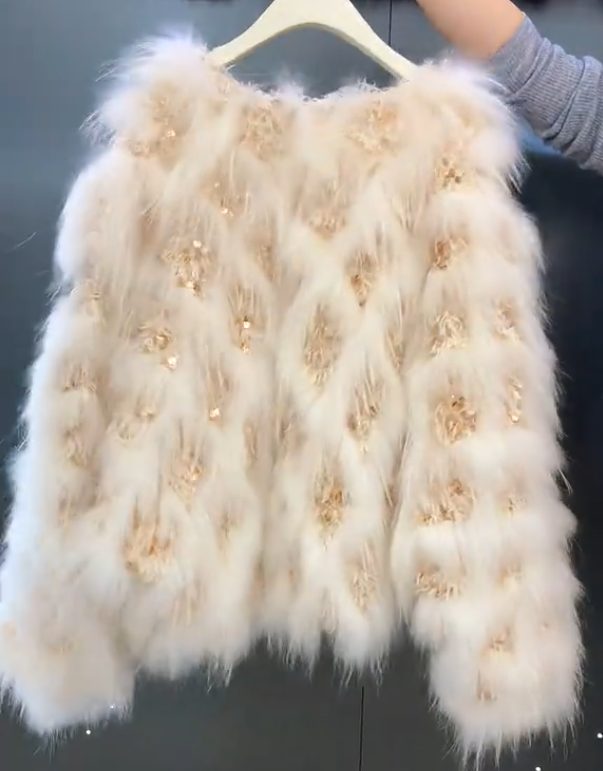 Fashion Golden Touch Fur Coat