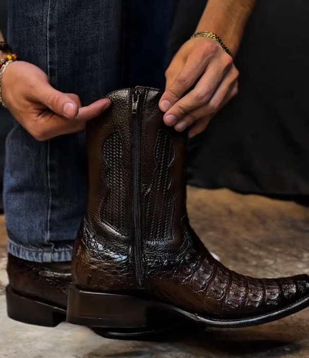 Crocodile mid-calf boots