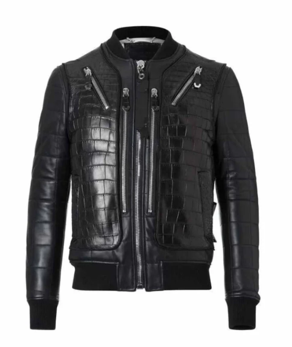 Men's luxury crocodile leather jacket