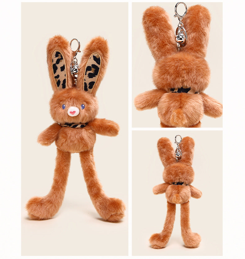 Cartoon leopard print pull-out rabbit keychain bag buckle