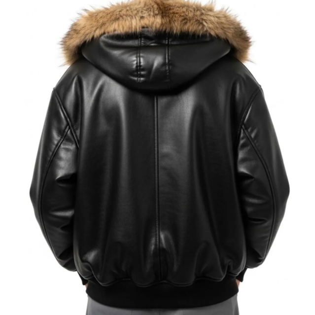 Luxury Black Leather Bomber Jacket