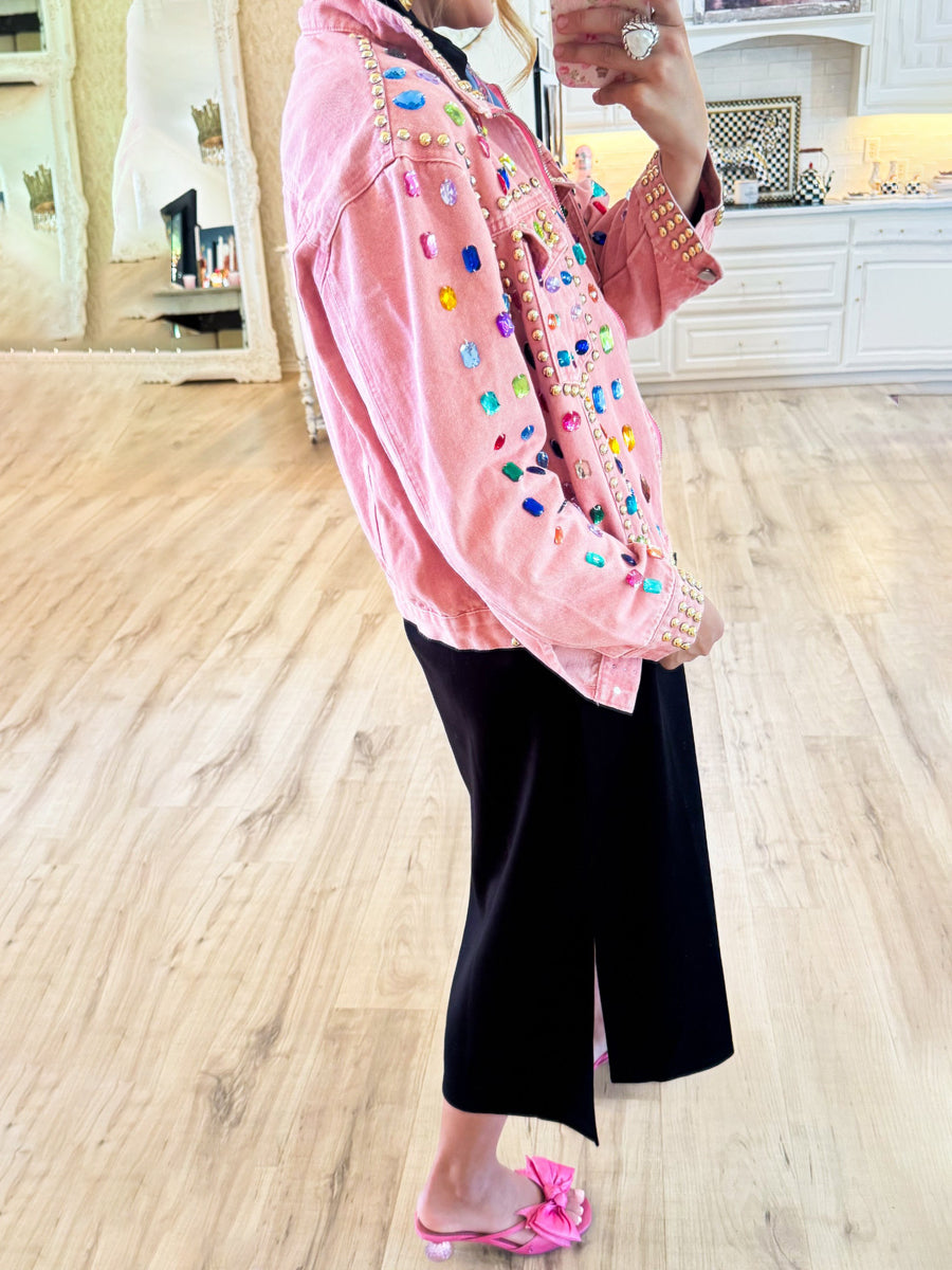 Diamond Loose Long Sleeve Denim Jacket