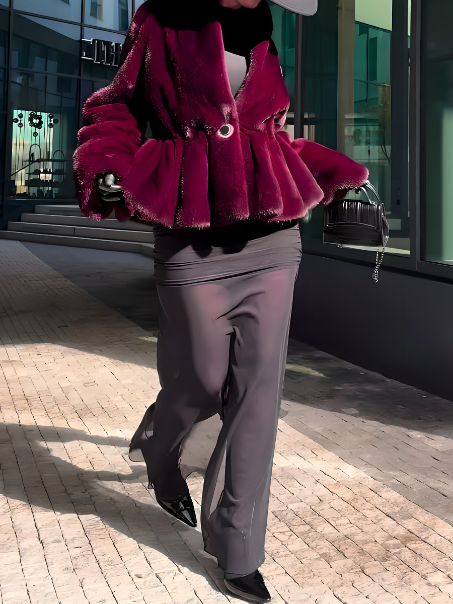 Elegant Imitation Mink Fur Coat