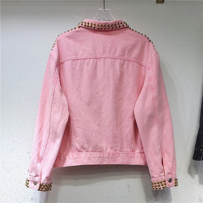 Diamond Loose Long Sleeve Denim Jacket