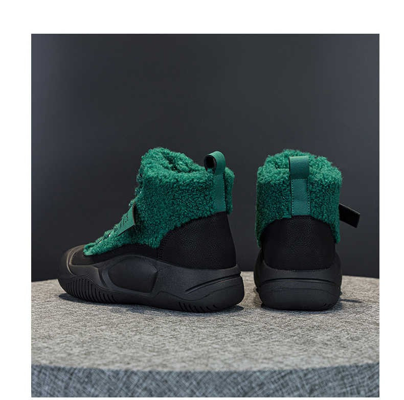 2025Autumn and Winter New with Thick Velvet and High Contrast Thick Bottom Snow Sports and Leisure Non slip Cotton shoes