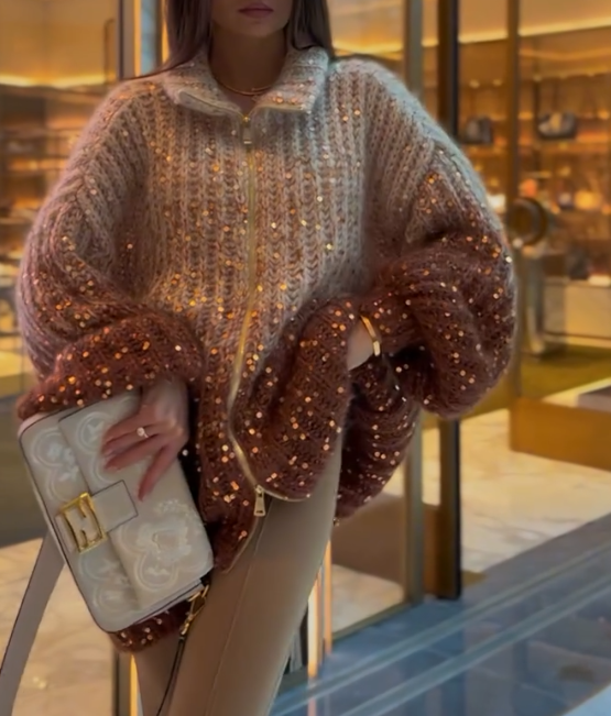 Sequined turtleneck sweater
