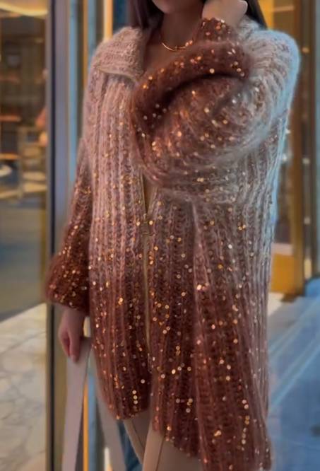Sequined turtleneck sweater