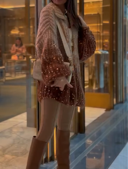 Sequined turtleneck sweater