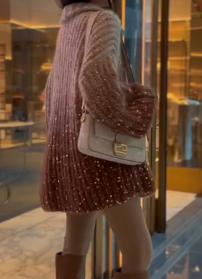 Sequined turtleneck sweater