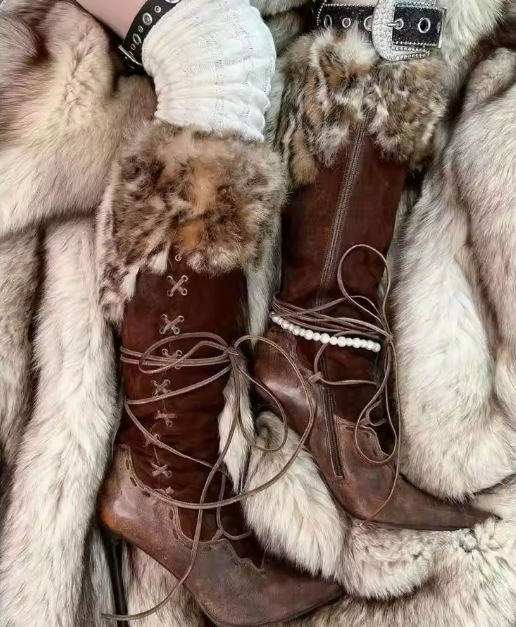 Retro high boots for women