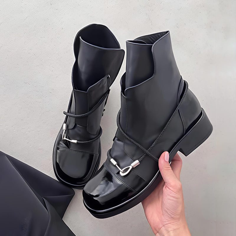 Square Low Heel Side Zip Boots