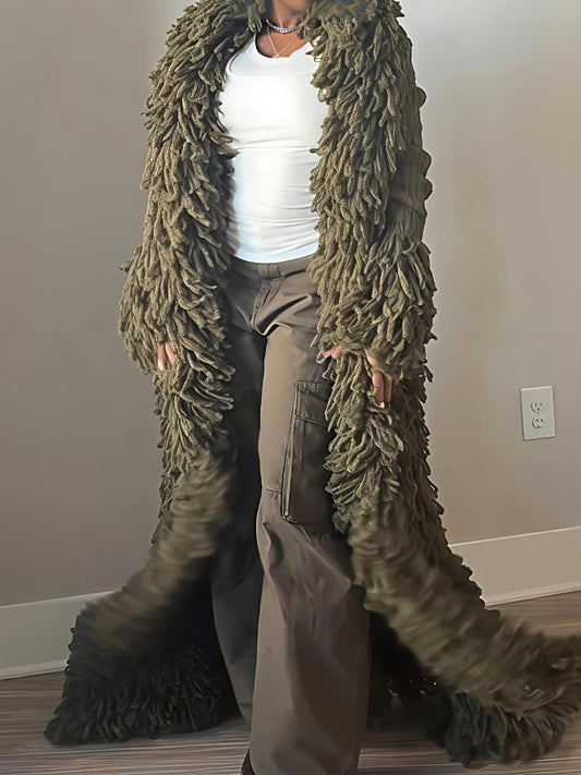 Fashion Oversized Fringe Knitted Coat