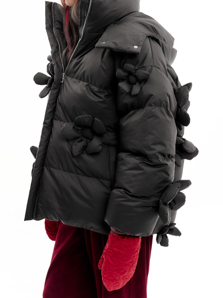 3D Flower Decorative Warm Coat