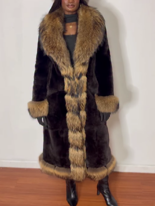 Large Plush Lapel Plush Coat
