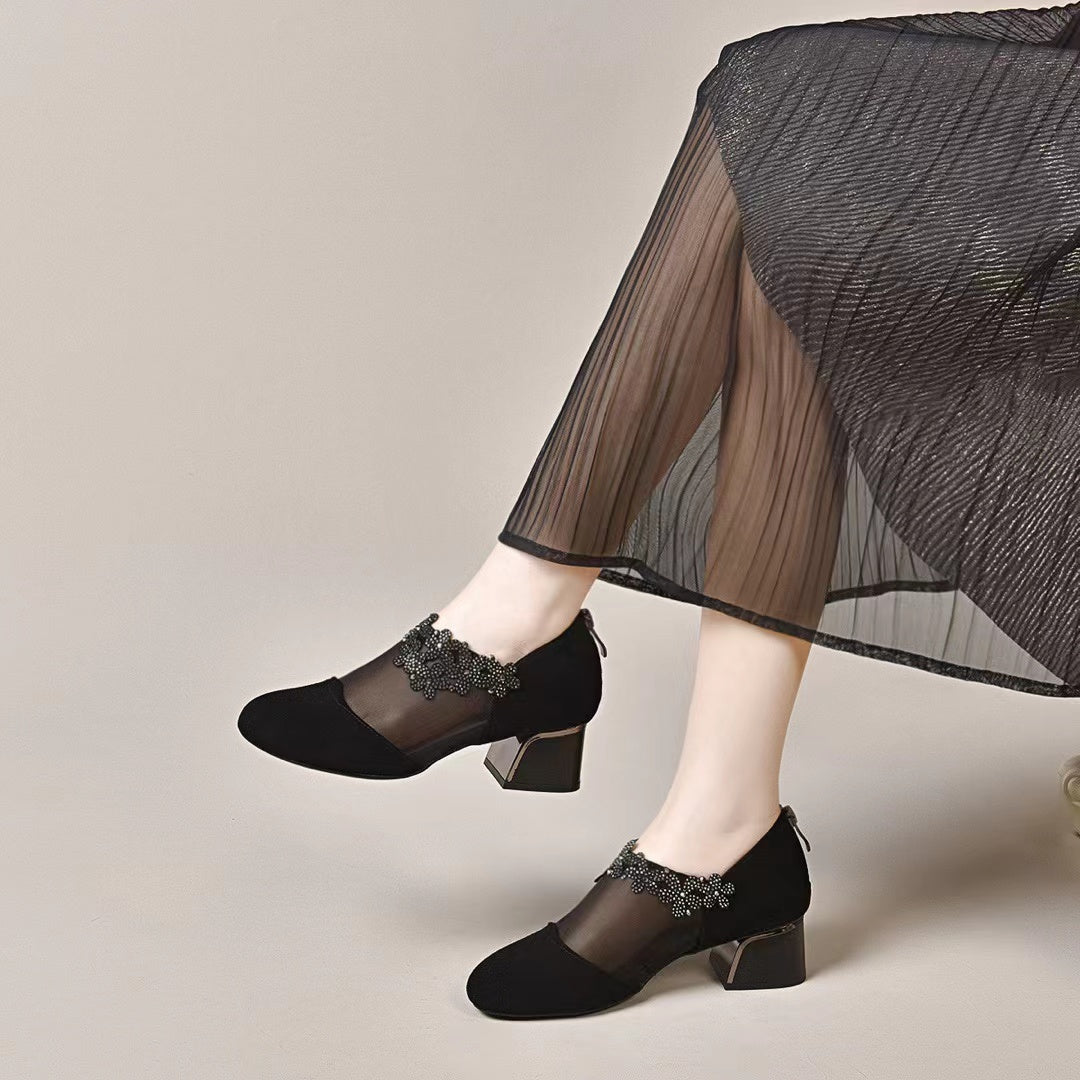 Women's all-match hollow breathable rhinestone shoes
