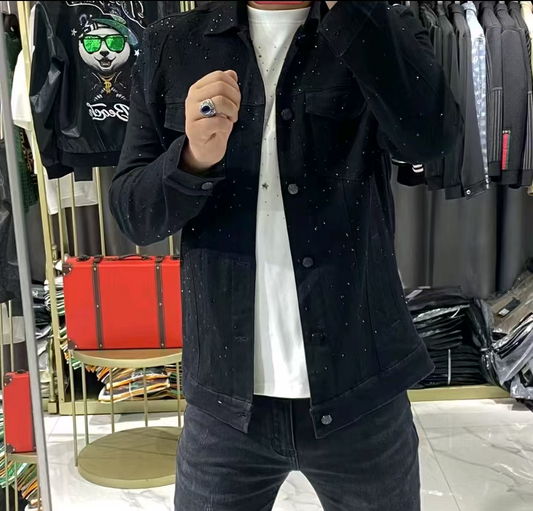 Rhinestone Gypsophila denim jacket