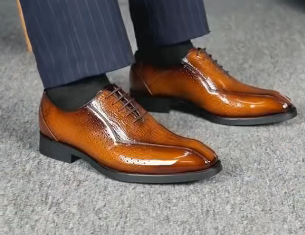 Pointed toe casual men's leather shoes