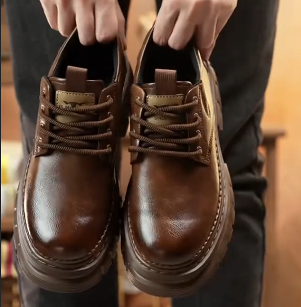Men's thick-soled casual leather shoes