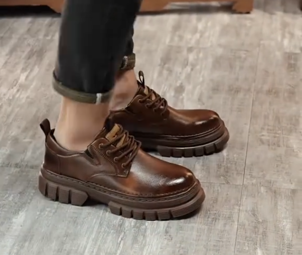 Men's thick-soled casual leather shoes