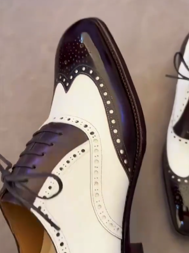 Men's colorblock business casual leather shoes