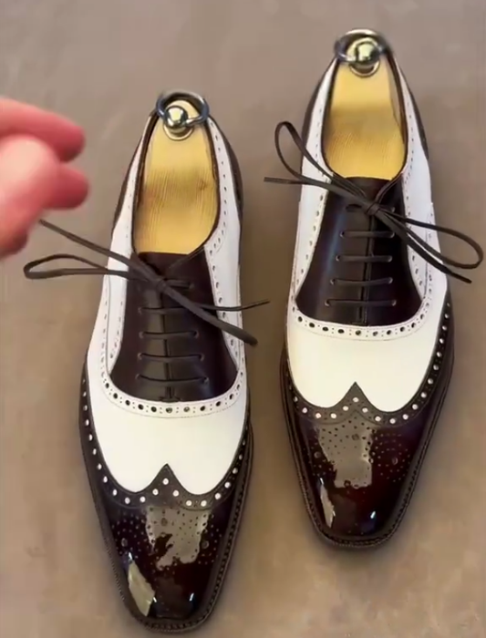 Men's colorblock business casual leather shoes