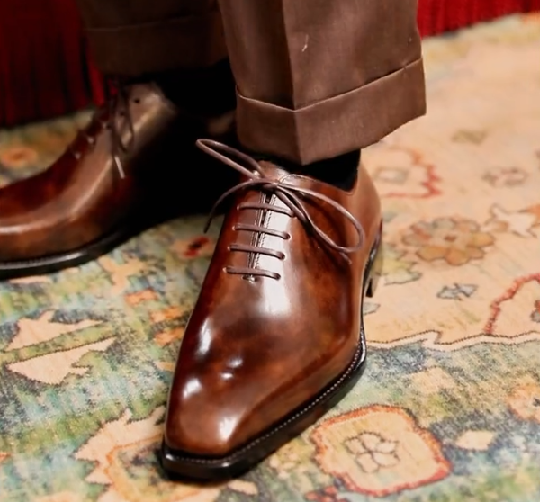 Men's brown lace-up casual leather shoes
