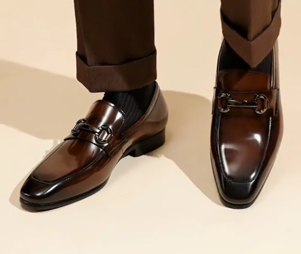 Men's brown business leather shoes
