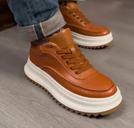 Men's thick-soled casual sports leather shoes