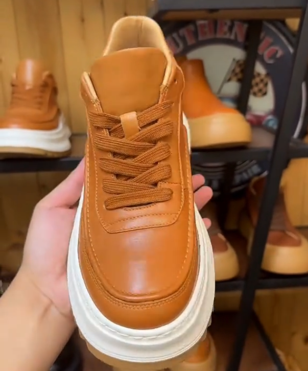 Men's thick-soled casual sports leather shoes