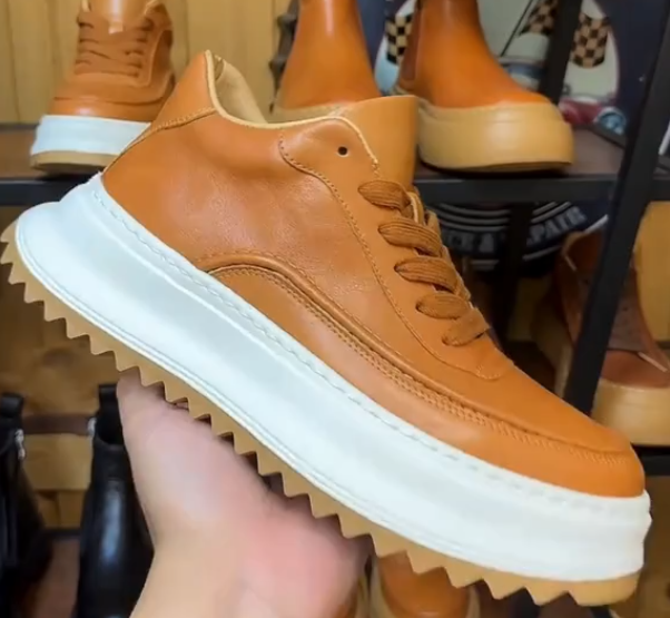 Men's thick-soled casual sports leather shoes