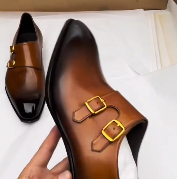 Men's colorblock casual leather shoes