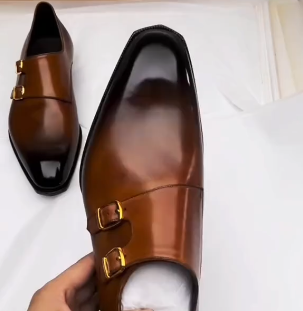 Men's colorblock casual leather shoes
