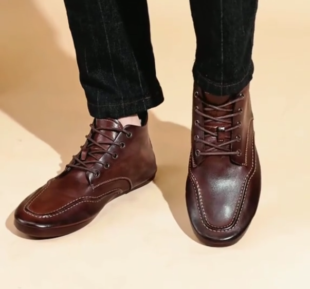 Men's retro hook-stitch casual leather shoes