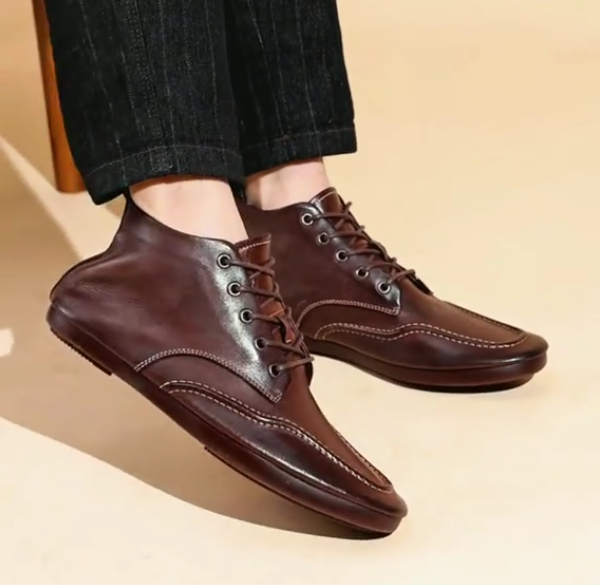 Men's retro hook-stitch casual leather shoes