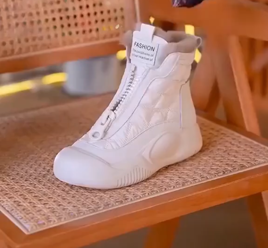 Zippered furry Martin boots