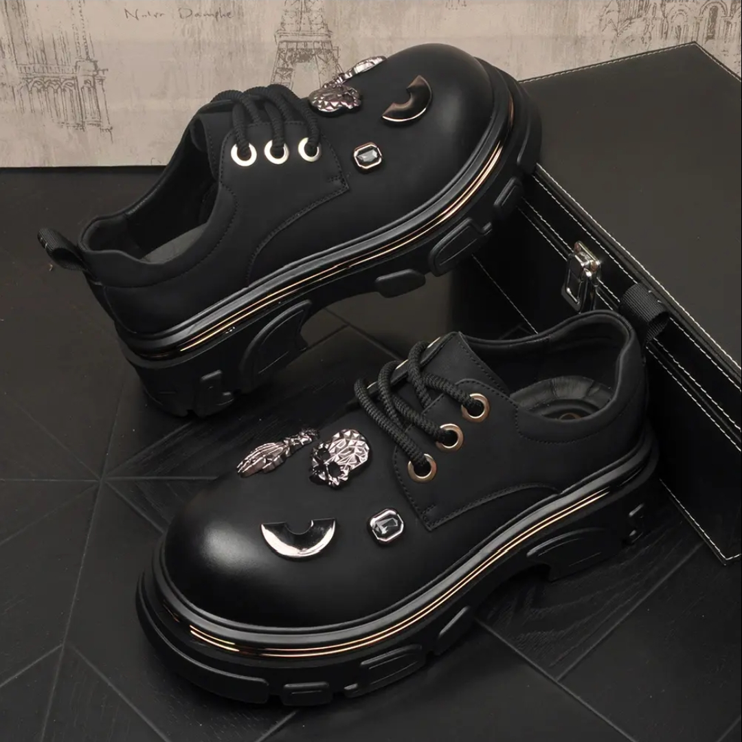 Skull casual leather shoes
