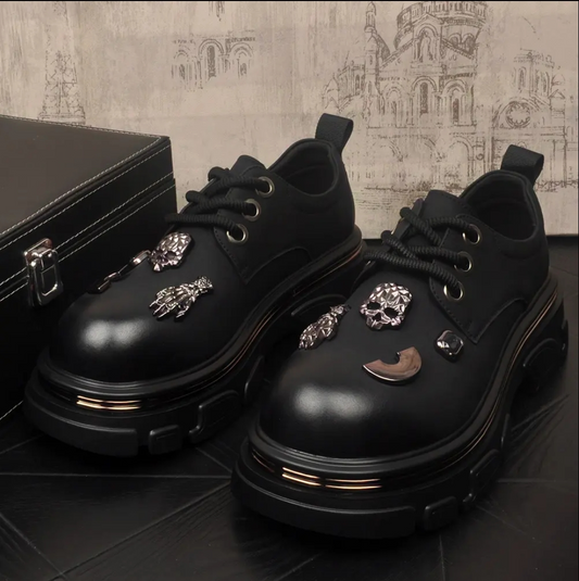 Skull casual leather shoes