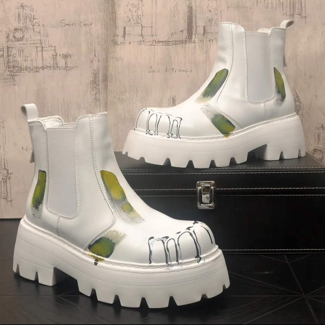 Graffiti Round Toe Martin Boots